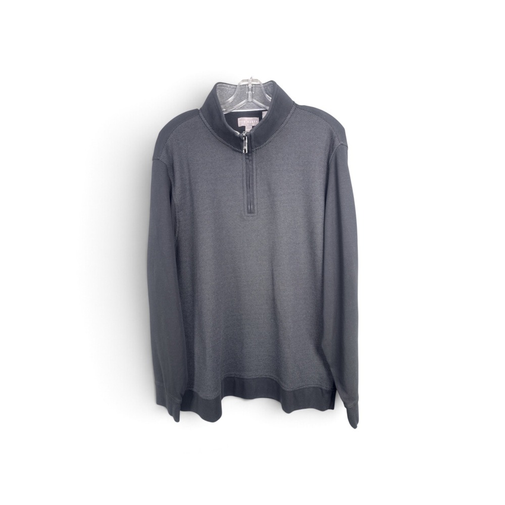 Ted Baker London Mens XL Quarter Zip Pullover Charcoal Gray Textured Sweatshirt